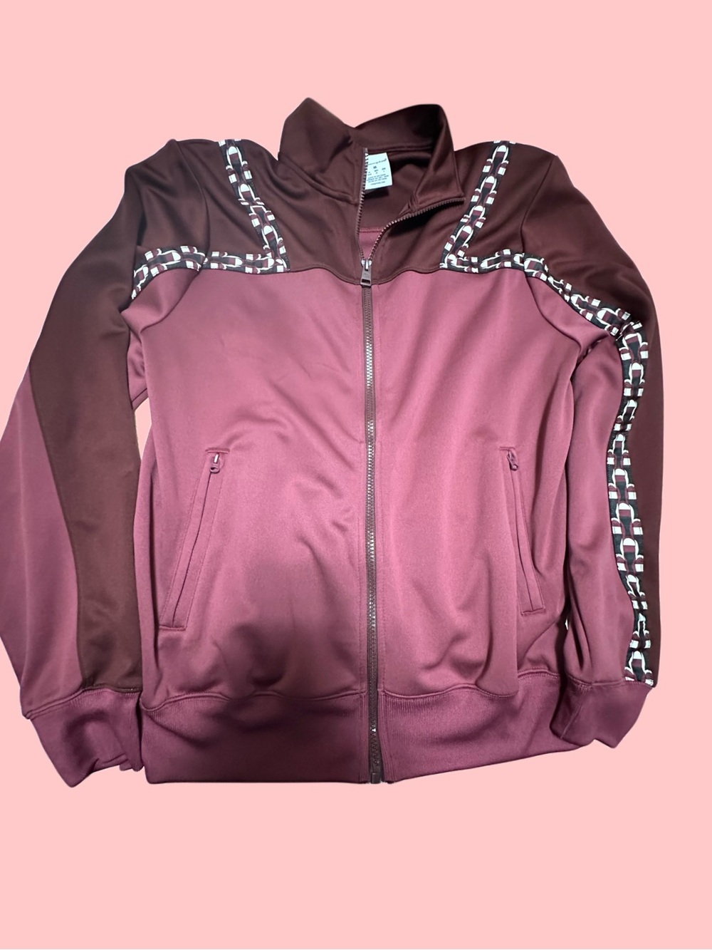 Champion Men’s Performance Track Jacket in Burgundy with Patterned Trim